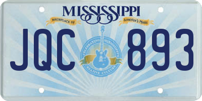 MS license plate JQC893