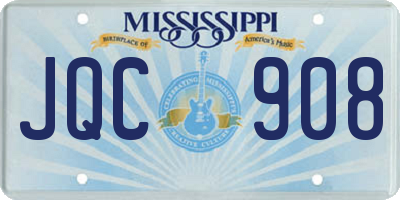 MS license plate JQC908
