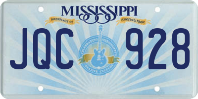 MS license plate JQC928