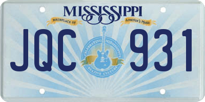 MS license plate JQC931