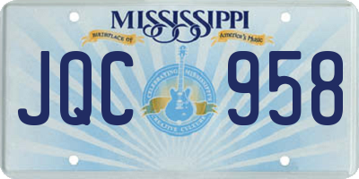 MS license plate JQC958