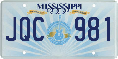 MS license plate JQC981