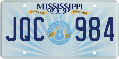 MS license plate JQC984