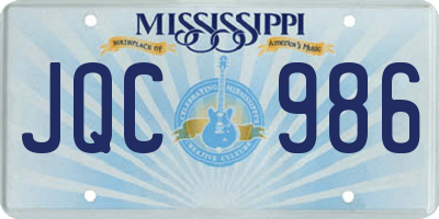 MS license plate JQC986