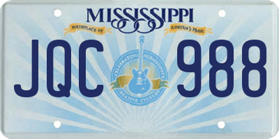 MS license plate JQC988