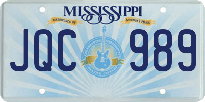 MS license plate JQC989