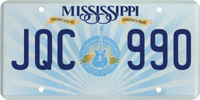 MS license plate JQC990