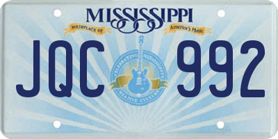 MS license plate JQC992