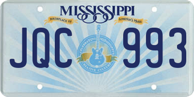 MS license plate JQC993