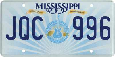 MS license plate JQC996