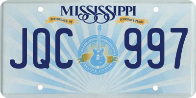 MS license plate JQC997