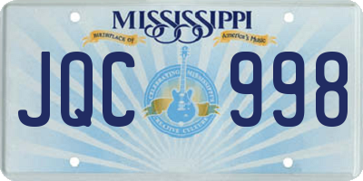 MS license plate JQC998