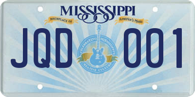 MS license plate JQD001
