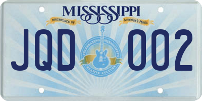 MS license plate JQD002
