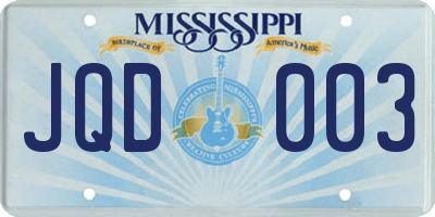 MS license plate JQD003