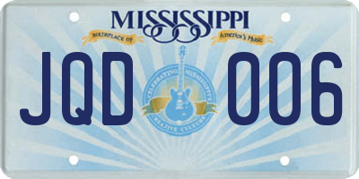 MS license plate JQD006
