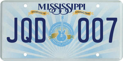 MS license plate JQD007
