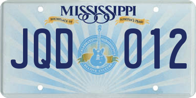 MS license plate JQD012