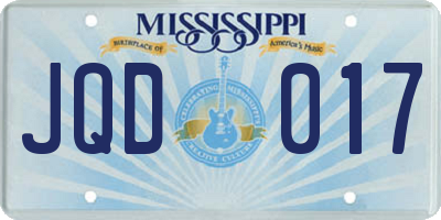 MS license plate JQD017