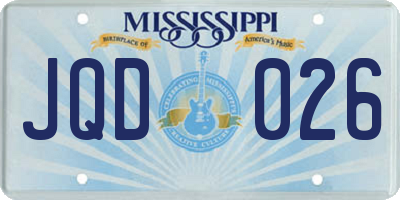 MS license plate JQD026