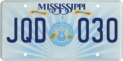 MS license plate JQD030