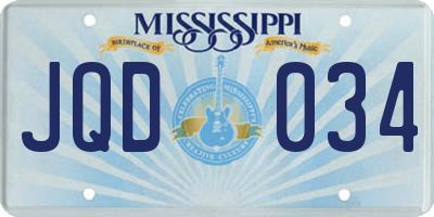 MS license plate JQD034
