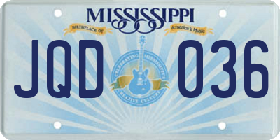 MS license plate JQD036