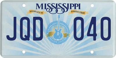 MS license plate JQD040