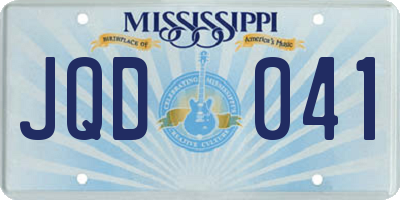 MS license plate JQD041