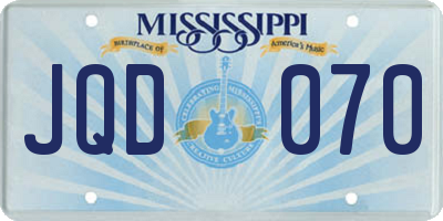 MS license plate JQD070
