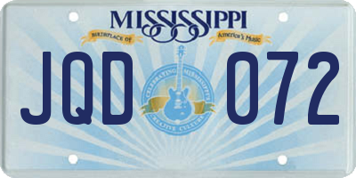MS license plate JQD072