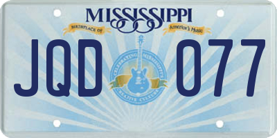 MS license plate JQD077