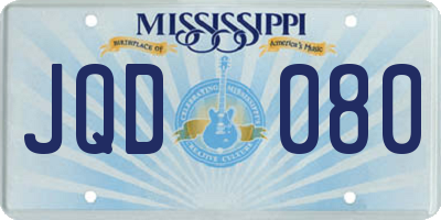 MS license plate JQD080