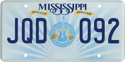 MS license plate JQD092