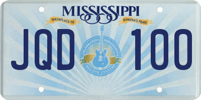 MS license plate JQD100