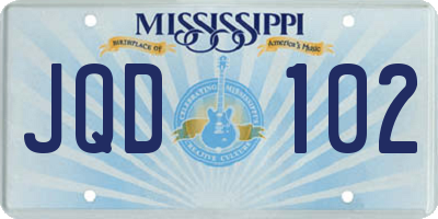 MS license plate JQD102