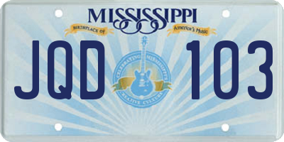 MS license plate JQD103
