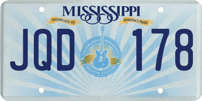 MS license plate JQD178