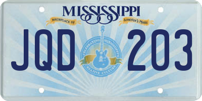 MS license plate JQD203