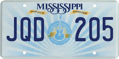 MS license plate JQD205