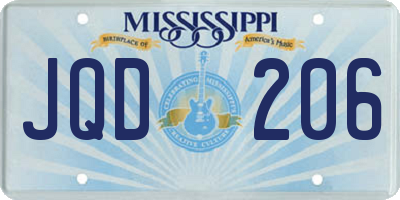 MS license plate JQD206
