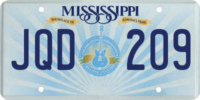 MS license plate JQD209