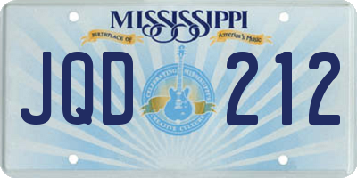 MS license plate JQD212