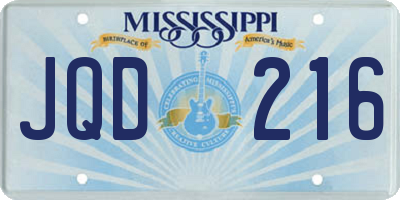 MS license plate JQD216