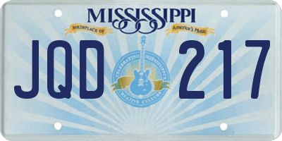 MS license plate JQD217