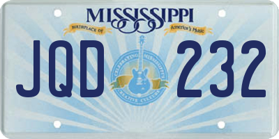MS license plate JQD232