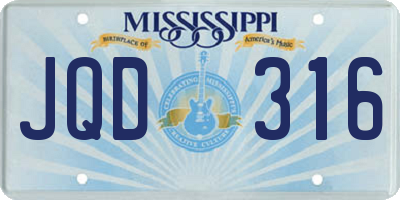 MS license plate JQD316
