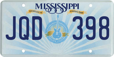 MS license plate JQD398