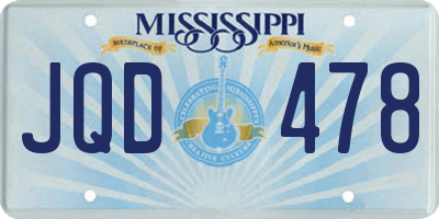 MS license plate JQD478