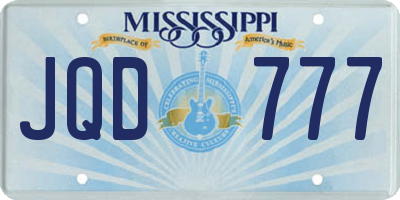 MS license plate JQD777
